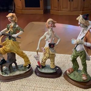 Set of 3 Ceramic Clown Figurines